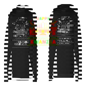 Happy Kwanzaa Drum Kinara Seven Candles Africa Celebration Men Women Long Sleeve T-Shirt T-shirt Graphic Print - Thegiftio