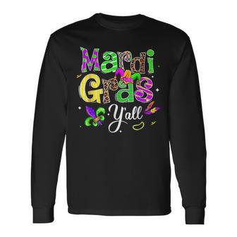 Happy Mardi Gras Yall Party Parade New Orleans Long Sleeve T-Shirt - Seseable