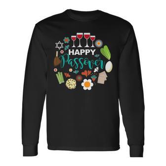 Happy Passover Meal Seder Dinner Long Sleeve T-Shirt | Mazezy