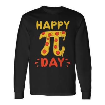 Happy Pi Day Pie Day Pizza Mathematics Pi Symbol Long Sleeve T-Shirt - Seseable