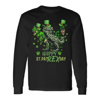 Happy St Patrex Day Rex Lover St Patricks Day Long Sleeve T-Shirt - Seseable
