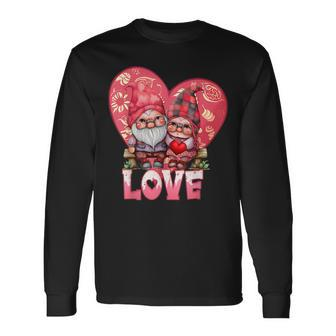 Happy Valentines Day Gnome With Love Gnome Valentines Day Long Sleeve T-Shirt - Seseable