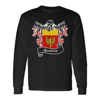 Harrison Coat Of Arms Surname Last Name Crest Men Women Long Sleeve T-Shirt T-shirt Graphic Print - Thegiftio UK