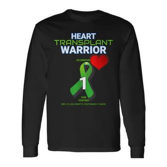 Heart Transplant Anniversary Warrior 1 One First Year Men Women Long Sleeve T-shirt Graphic Print Unisex - Seseable
