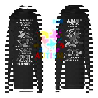 Heart I Wear Blue For My Son Autism Awareness Month Long Sleeve T-Shirt T-Shirt | Mazezy