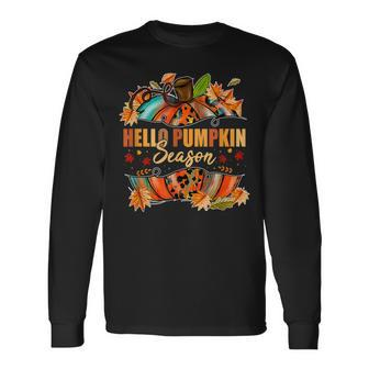 Hello Pumpkin Season Leopard Autumn Season Lovers Fall Vibes V2 Men Women Long Sleeve T-Shirt T-shirt Graphic Print - Thegiftio UK