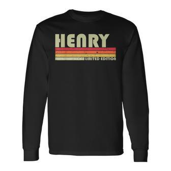 Henry Name Personalized Retro Vintage 80S 90S Birthday Men Women Long Sleeve T-Shirt T-shirt Graphic Print - Thegiftio UK