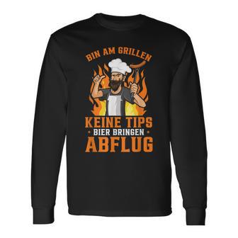 Herren Grill  Barbecue Spruch Bbq Bin Am Grillen Abflug Langarmshirts - Seseable