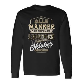 Herren Langarmshirts Legenden Geboren im Oktober, Einzigartiges Männer Tee - Seseable