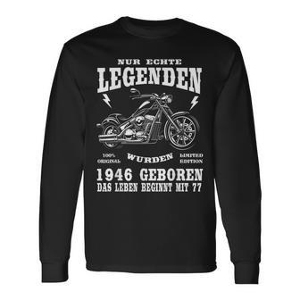 Herren Langarmshirts zum 77. Geburtstag, Biker-Motiv 1946, Motorrad Chopper - Seseable