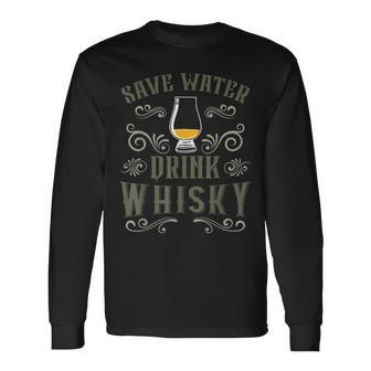 Herren Save Water Drink Whisky Langarmshirts, Islay Single Malt Motiv - Seseable