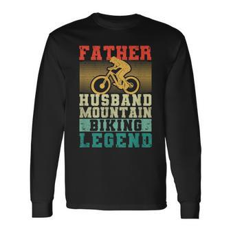 Herren Vatertag Biker Vater Ehemann Mountainbike Legende Langarmshirts - Seseable