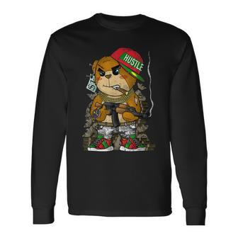 Hip-Hop Clothing Hipster Teddy Bear Rap Street Wear Long Sleeve T-Shirt T-Shirt | Mazezy