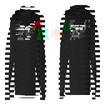 Ho Ho Ho X 3 Funny Football Christmas Holiday Santa Xmas Men Women Long Sleeve T-shirt Graphic Print Unisex - Seseable