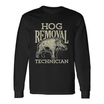 Hog Removal Technician Boar Hunting Vintage Pig Men Women Long Sleeve T-Shirt T-shirt Graphic Print - Thegiftio UK