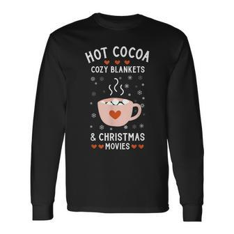 Hot Cocoa Cozy Blankets Christmas Movie Buffalo Plaid Men Women Long Sleeve T-Shirt T-shirt Graphic Print - Thegiftio UK