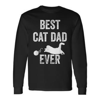 Humor For Cat Person Best Cat Dad Ever Vintage Long Sleeve T-Shirt T-Shirt | Mazezy