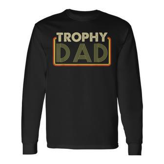 Husband Best Father Vintage Trophy Dad Long Sleeve T-Shirt - Seseable