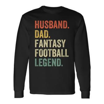 Husband Dad Fantasy Football Legend Father Vintage Long Sleeve T-Shirt - Seseable