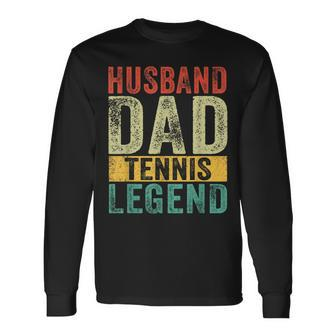 Husband Dad Tennis Legend Fathers Day Vintage Long Sleeve T-Shirt - Seseable
