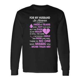 For My Husband In Heaven Tshirts Men Women Long Sleeve T-Shirt T-shirt Graphic Print - Thegiftio UK