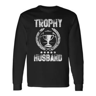 Husband Trophy Cup Fathers Day Long Sleeve T-Shirt - Thegiftio UK