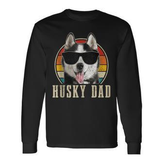 Husky Dad Dog Sunglasses Vintage Siberian Husky Long Sleeve T-Shirt - Seseable