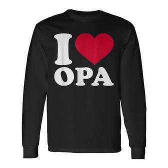 I Love Opa Herz-Motiv Langarmshirts in Schwarz, Geschenkidee für Großväter - Seseable