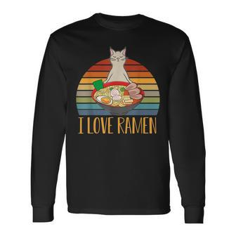 I Love Ramen For Japanese Noodle Soup And Cat Lovers Men Women Long Sleeve T-shirt Graphic Print Unisex - Seseable