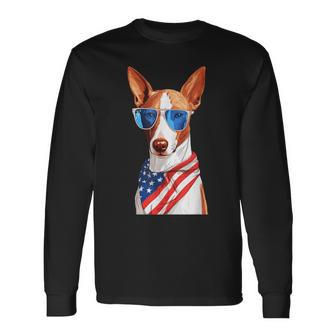 Ibizan Hound With Usa Flag Independence Day 4Th Of July Long Sleeve T-Shirt T-Shirt | Mazezy