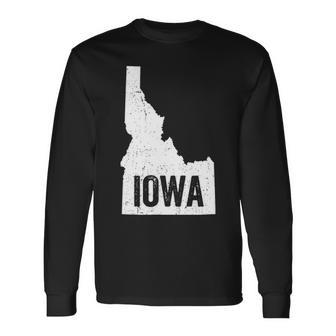 Idaho Iowa Geography Mix Up Gem State Long Sleeve T-Shirt - Seseable