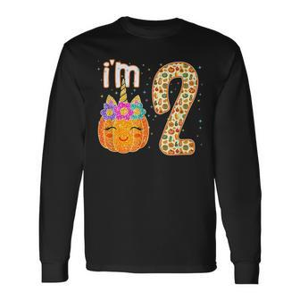 I’M 2 Years Old Unicorn Pumpkin Halloween 2Nd Birthday Men Women Long Sleeve T-Shirt T-shirt Graphic Print - Thegiftio UK