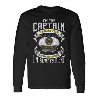 Im The Captain Assume Im Right Boating Captain Men Women Long Sleeve T-shirt Graphic Print Unisex - Seseable