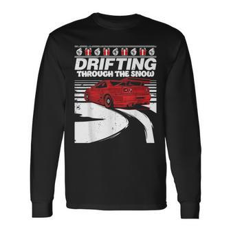 Import Car Ugly Christmas T Gift Drifting Through Snow Men Women Long Sleeve T-shirt Graphic Print Unisex - Seseable