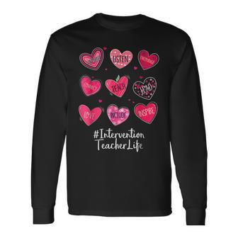 Intervention Teacher Hearts Valentine Valentines Day Quote F Long Sleeve T-Shirt - Seseable