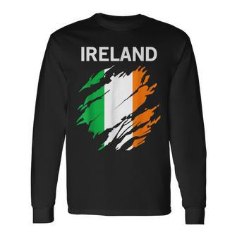 Ireland St Patricks Day Irish Flag Long Sleeve T-Shirt - Seseable