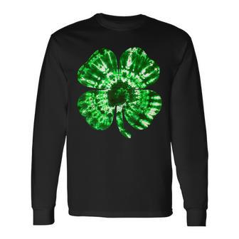 Irish Shamrock Tie Dye Happy St Patricks Day Go Lucky Long Sleeve T-Shirt - Thegiftio UK