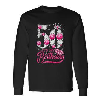 Its My 50Th Birthday Queen 50 Years Old Shoes Crown Diamond Gif Long Sleeve T-Shirt - Monsterry
