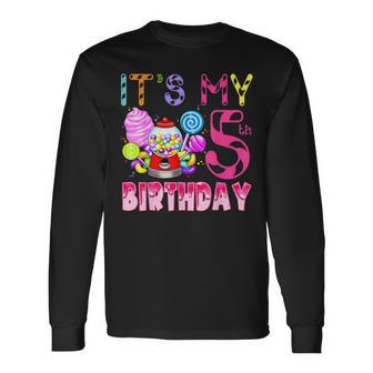 Its My 5Th Birthday Candy Candyland Birthday Girl 5 Year Old Long Sleeve T-Shirt - Seseable