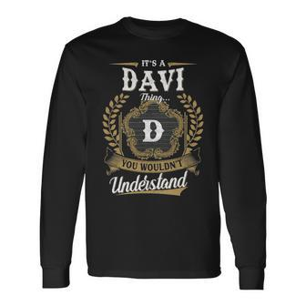 Its A Davi Thing You Wouldnt Understand Shirt Davi Crest Coat Of Arm Long Sleeve T-Shirt - Seseable