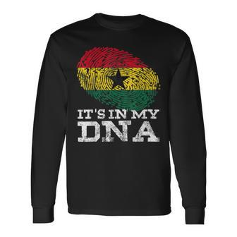 Its In My Dna Ghanaian African Roots Proud Ghana Flag Long Sleeve T-Shirt | Mazezy