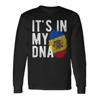 Its In My Dna Moldawien Flagge Fingerabdruck Langarmshirts - Seseable