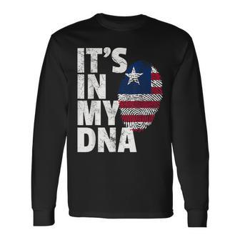 Its In My Dna Liberia Flag Pride National Country Roots Men Women Long Sleeve T-shirt Graphic Print Unisex - Seseable