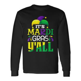 Its Mardi Gras Yall Mardi Gras Festival Party Mask Costume Long Sleeve T-Shirt - Seseable
