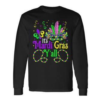 Its Mardi Gras Yall Mardi Gras Party Mask Costume V3 Long Sleeve T-Shirt - Seseable