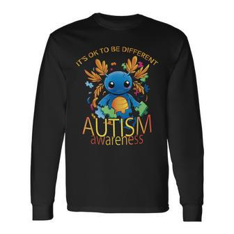 Its Ok To Be Different Autism Awareness Axolotl Long Sleeve T-Shirt T-Shirt | Mazezy