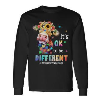 Its Ok To Be Different Heifer Cow Autism Awareness Long Sleeve T-Shirt T-Shirt | Mazezy