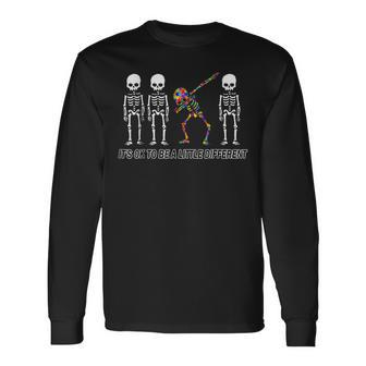 Its Ok To Be A Little Different Autism Awareness Skeleton Long Sleeve T-Shirt T-Shirt | Mazezy
