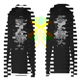 Jamaican Flag Black Woman Melanin Queen Afro Long Sleeve T-Shirt T-Shirt | Mazezy