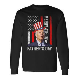Joe Biden Merry 4Th Of Fathers Day 4Th Of July Us Flag Long Sleeve T-Shirt - Thegiftio UK